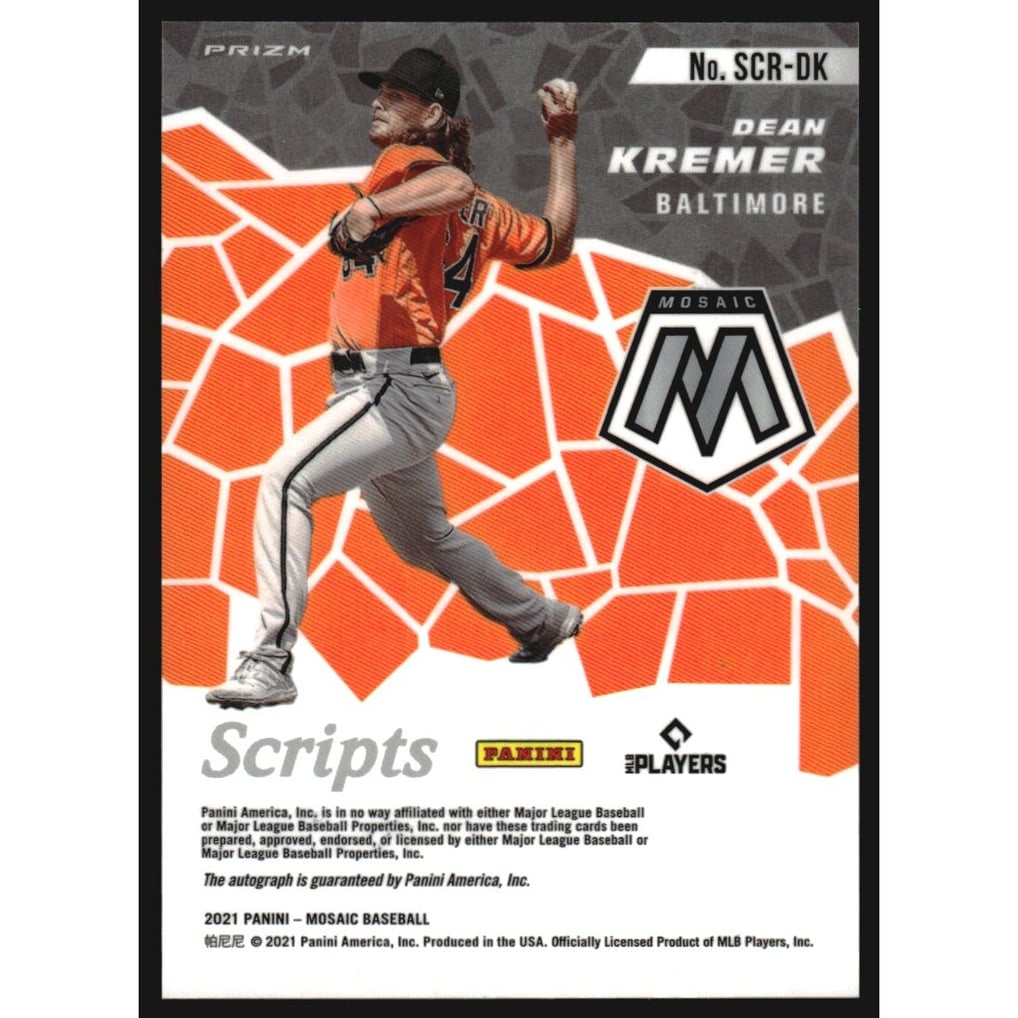 2021 Panini Mosaic Scripts #40 Dean Kremer