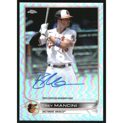 2022 Topps Chrome Veteran Autographs Refractors #CVATM Trey Mancini
