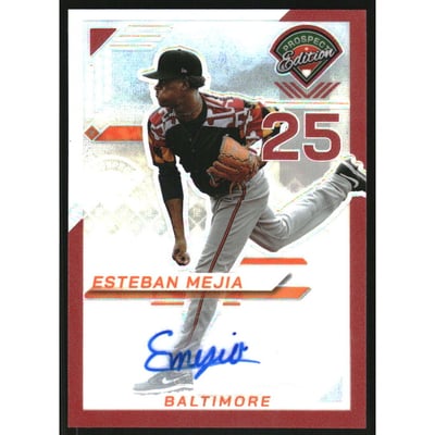 2025 Panini Prospect Edition Holo Prospect Ticket Signatures Prizms Red #40 Esteban Mejia
