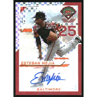 2025 Panini Prospect Edition Holo Prospect Ticket Signatures Prizms Red Power #40 Esteban Mejia