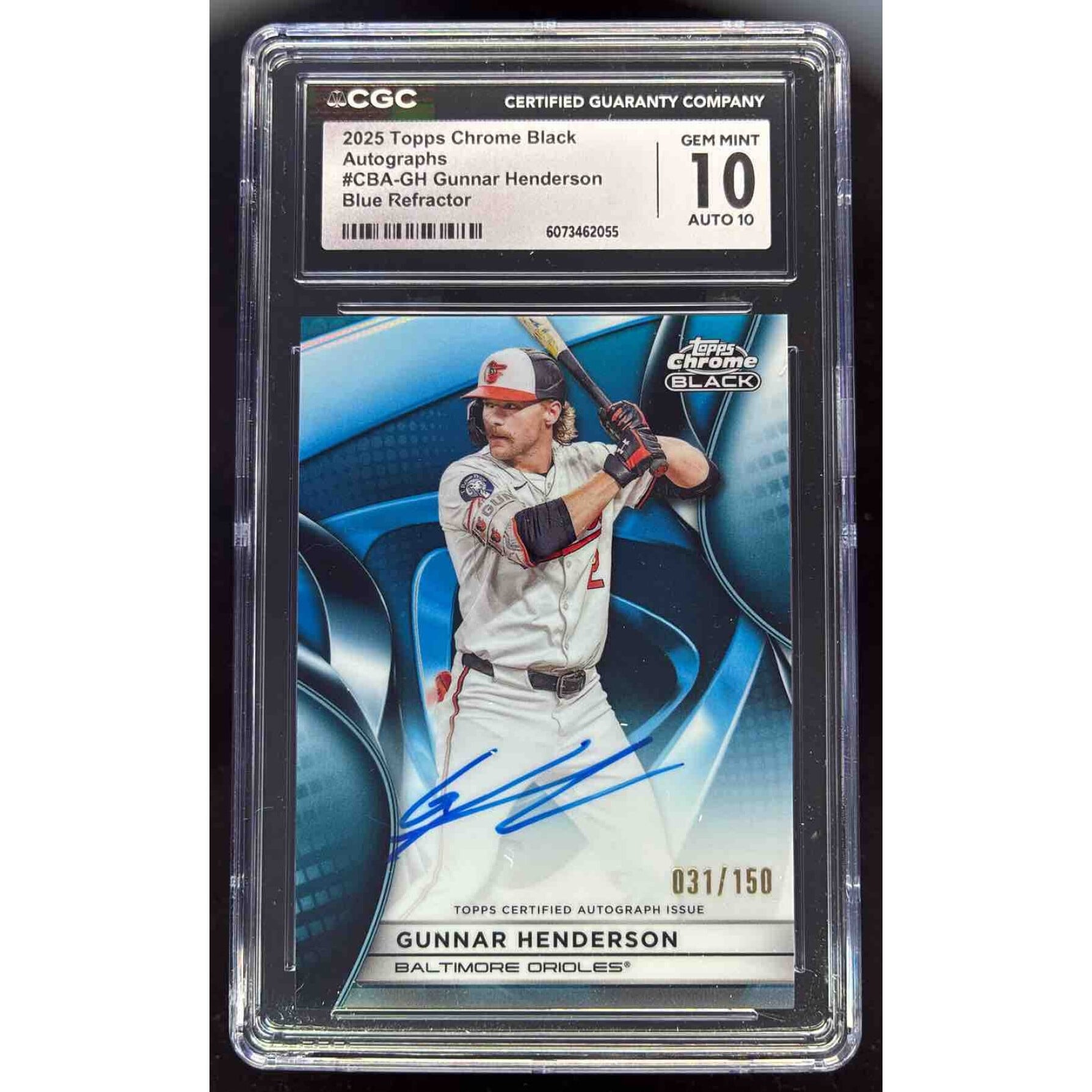 2025 Topps Chrome Black Blue Refractors #CBAGH Gunnar Henderson 