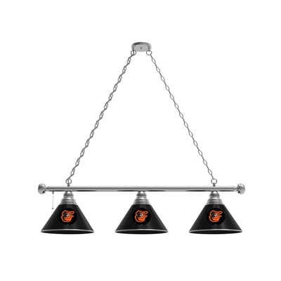 Baltimore Orioles 3-Shade Billiard Light with Chrome Fixture