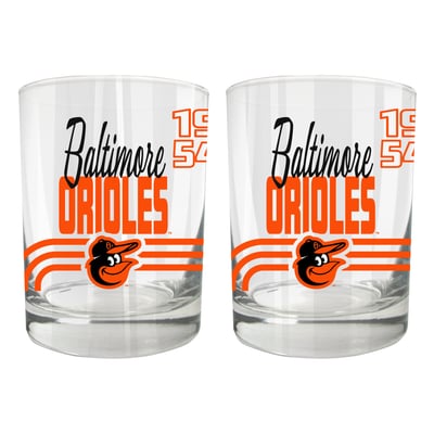 Baltimore Orioles Two-Piece 12oz. Heritage Rocks Glass Set