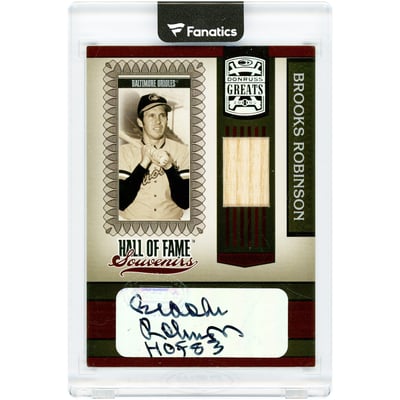 Brooks Robinson Baltimore Orioles Autographed 2005 Donruss Greats Hall Of Fame Souvenirs Game Used Bat Relic #HOFS-11 Card with "HOF 83" Inscription 