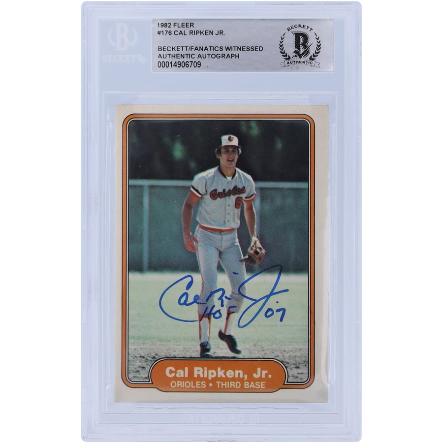 Mlb Ripken Rookie Autographed Baltimore Orioles Cal Ripken Jr. 1982 Fleer #176 Beckett ...
