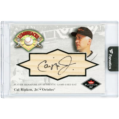 Cal Ripken Jr. Baltimore Orioles Autographed 2001 Fleer Lumberjacks Game Used Bat Relic #CR Card