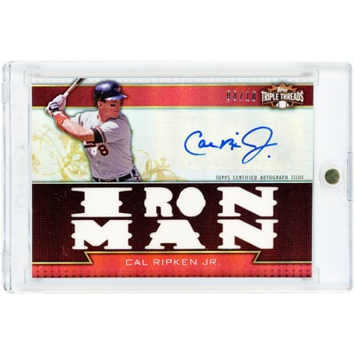 Cal Ripken Jr. Baltimore Orioles Autographed 2011 Topps Triple Threads Game Used Jersey Relic #TTAR-93 #8/18 Card