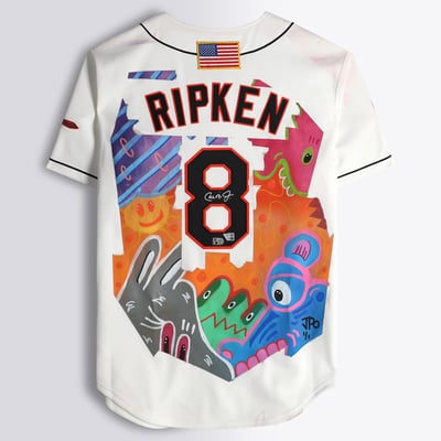 Cal Ripken Jr. Baltimore Orioles Autographed Fanatics Authentic White Mitchell & Ness Authentic Jersey - Art by JPO - Limited Edition #1/1 - NF70444606