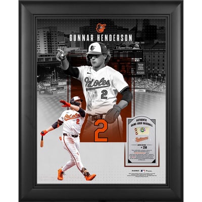 Gunnar Henderson Baltimore Orioles Fanatics Authentic Framed 11" x 14" Showcase Collage with a Piece of Game-Used Ball - Limited Edition of 250