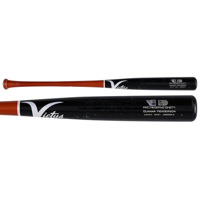 Gunnar Henderson Baltimore Orioles Fanatics Authentic Player-Issued Black and Brown Victus Bat from the 2022 MLB Season - NF70456927