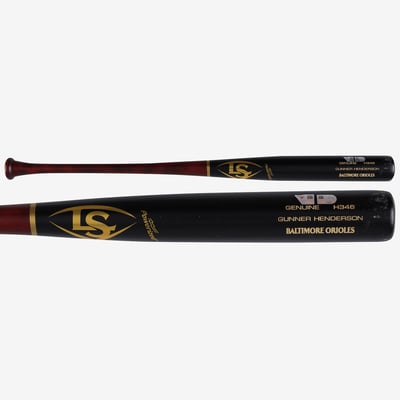 Gunnar Henderson Baltimore Orioles Fanatics Authentic Player-Issued Black and Wine Louisville Slugger Bat from the 2023 MLB Season NF70456951