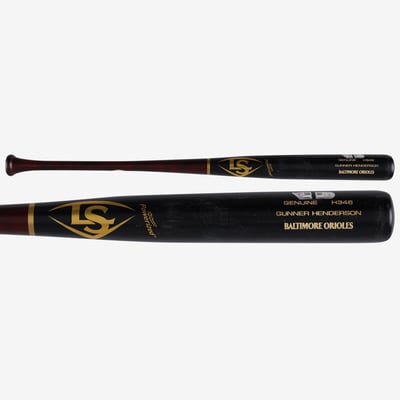 Gunnar Henderson Baltimore Orioles Fanatics Authentic Player-Issued Black and Wine Louisville Slugger Bat from the 2023 MLB Season - NF70456952