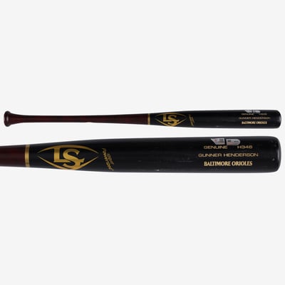 Gunnar Henderson Baltimore Orioles Fanatics Authentic Player-Issued Black and Wine Louisville Slugger Bat from the 2023 MLB Season - NF70456953