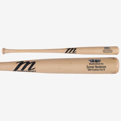 Gunnar Henderson Baltimore Orioles Fanatics Authentic Player-Issued Tan Marucci Bat from the 2023 MLB Season - NF70456954