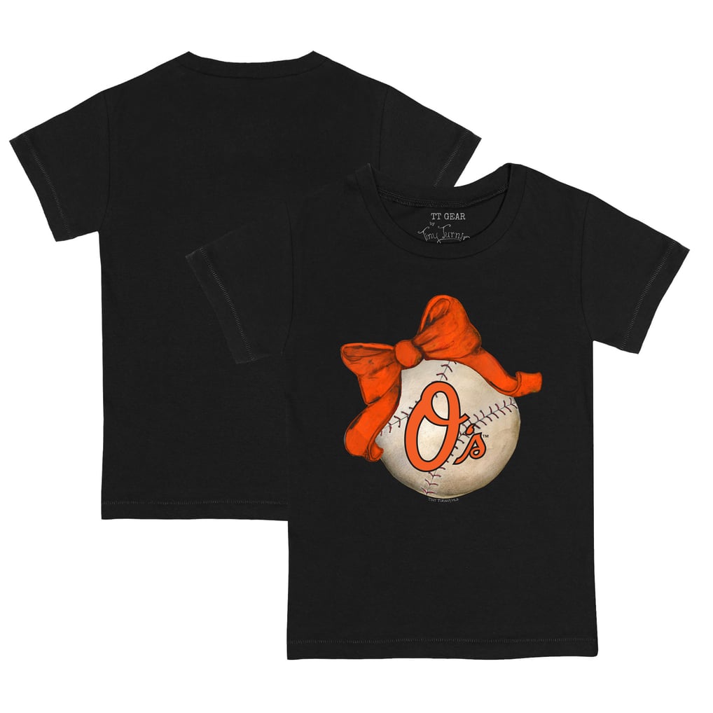 Baltimore Orioles Tiny Turnip Infant Baseball Bow T-Shirt - Black
