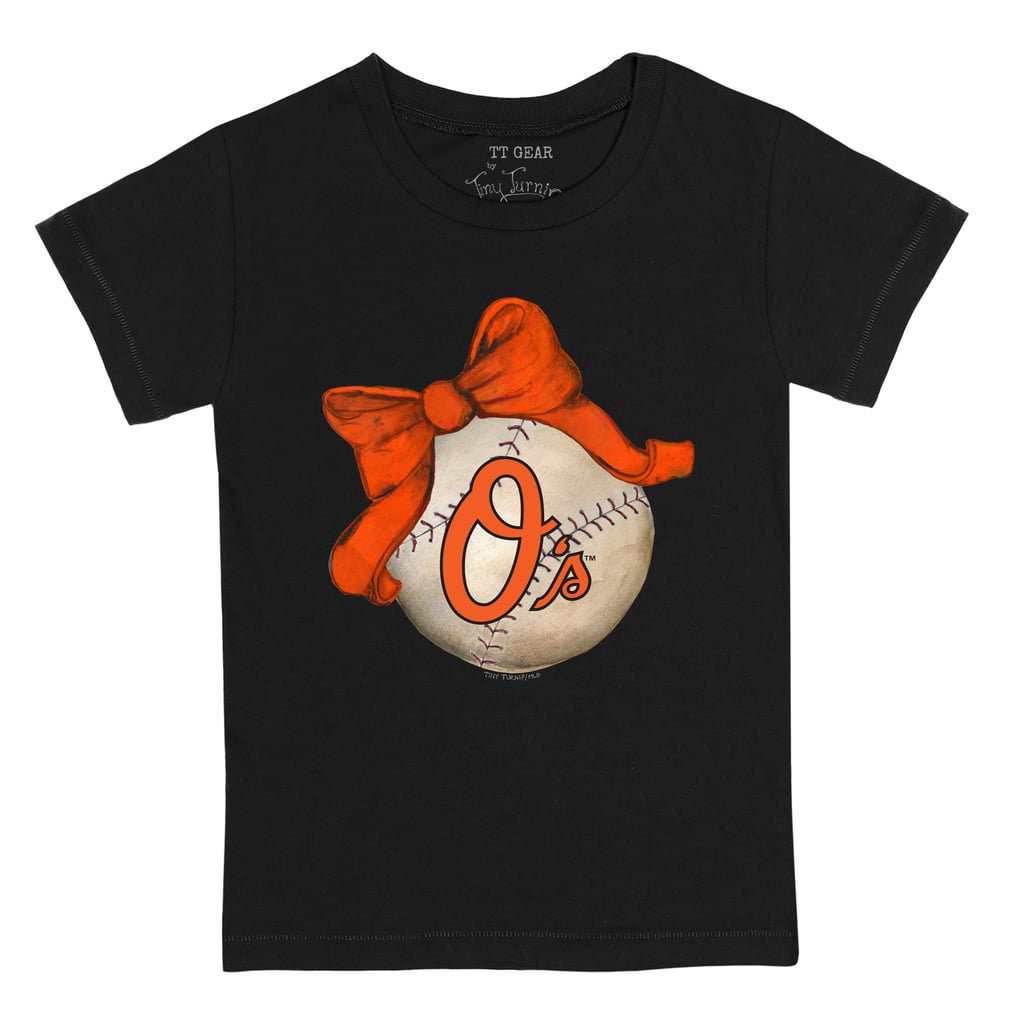 Baltimore Orioles Tiny Turnip Infant Baseball Bow T-Shirt - Black