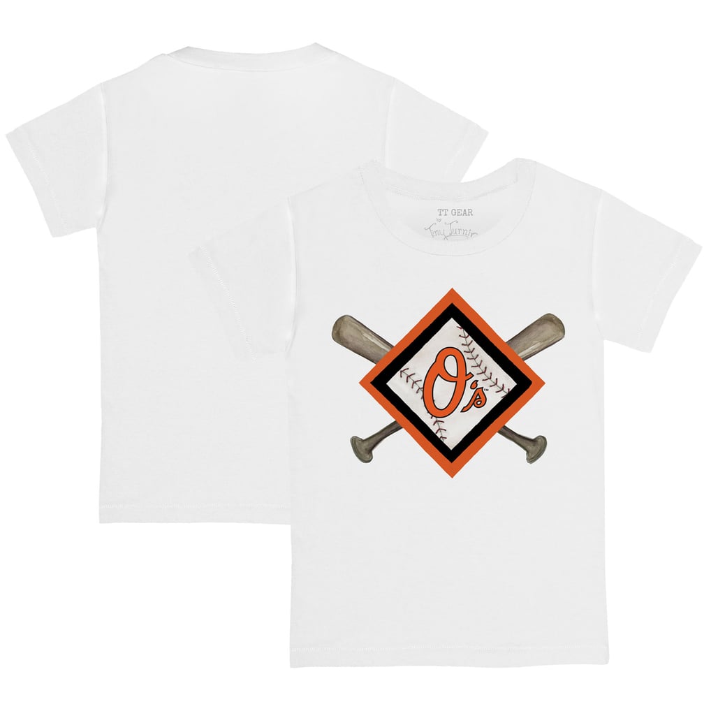 Baltimore Orioles Tiny Turnip Infant Diamond Cross Bats T-Shirt - White