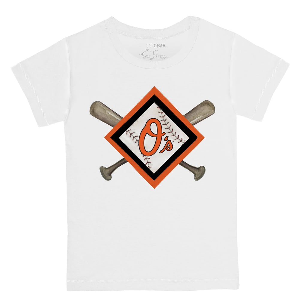 Baltimore Orioles Tiny Turnip Infant Diamond Cross Bats T-Shirt - White