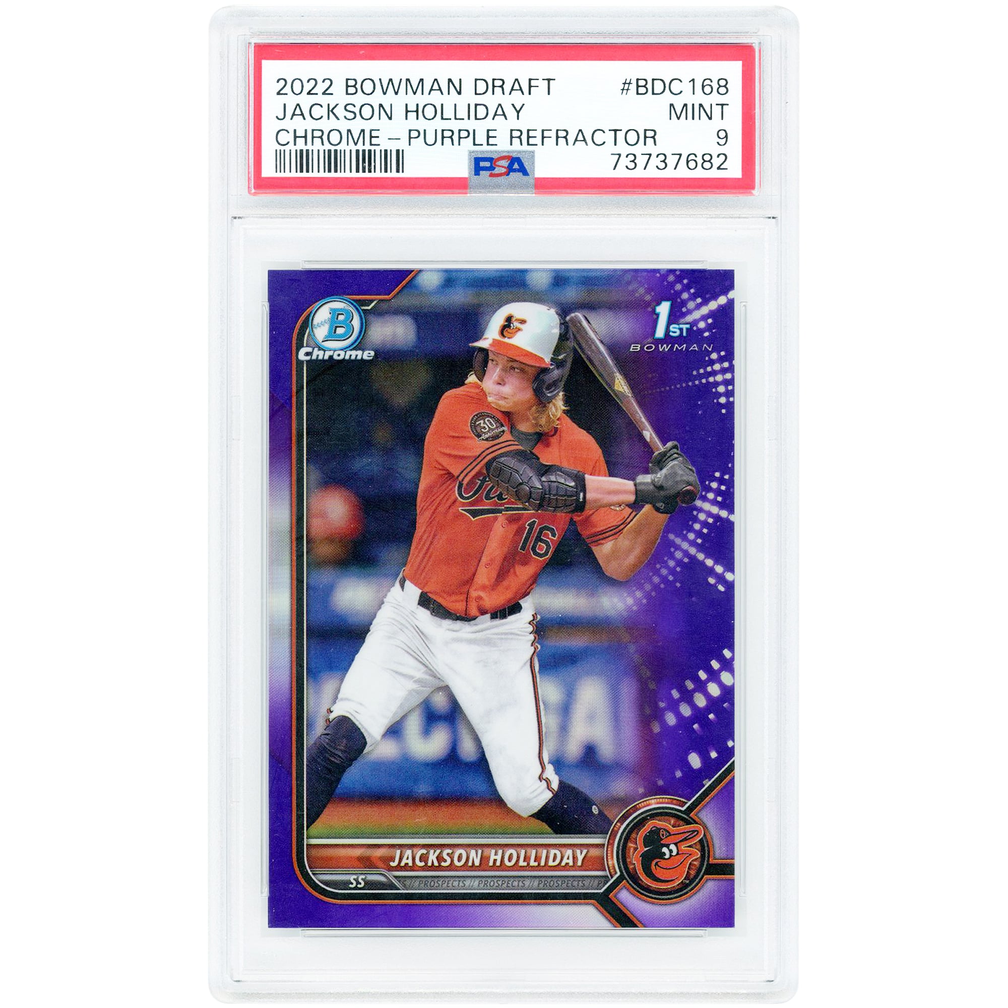 Jackson Holliday Baltimore Orioles 2022 Bowman Draft Chrome Purple 