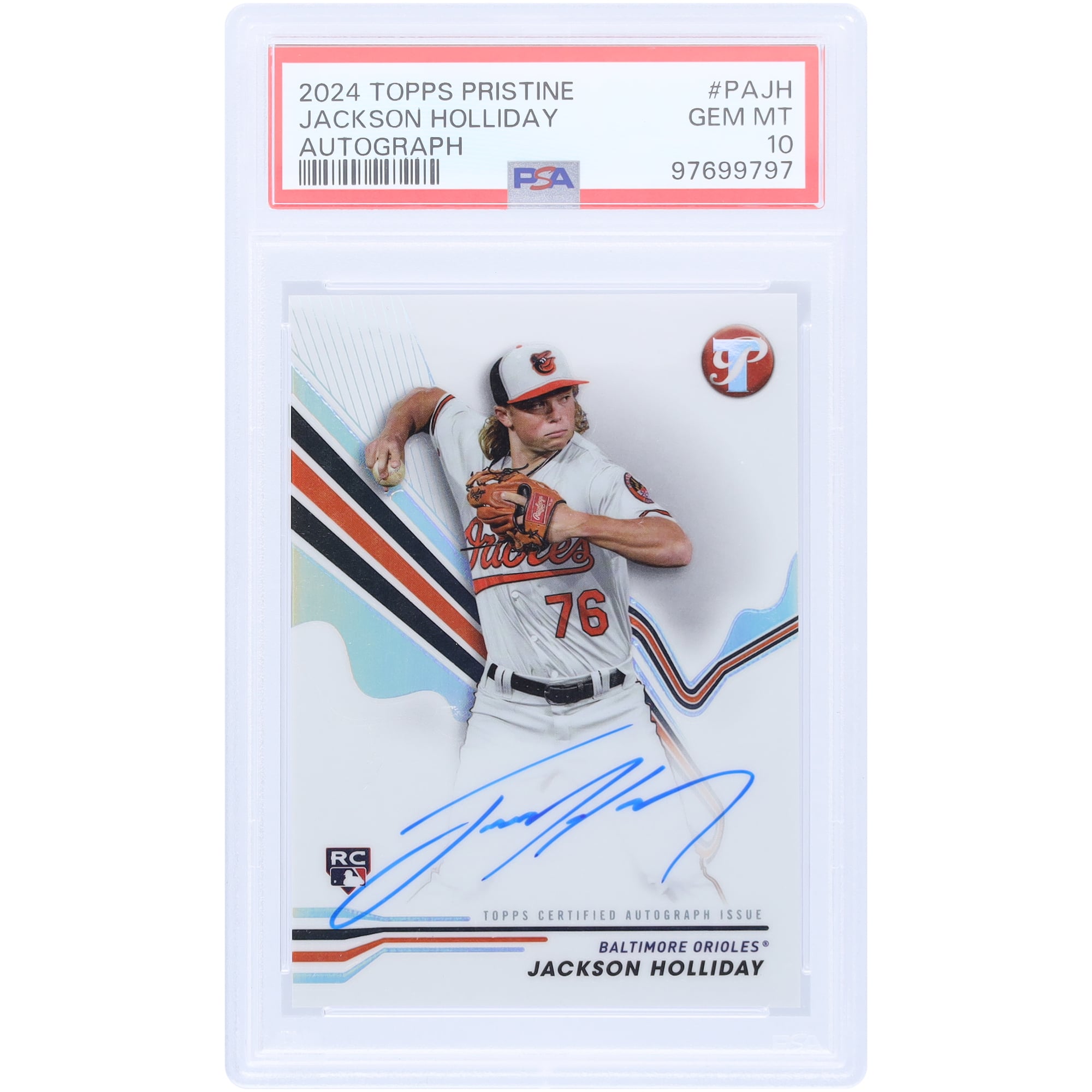 Jackson Holliday Baltimore Orioles Autographed 2024 Topps Pristine 