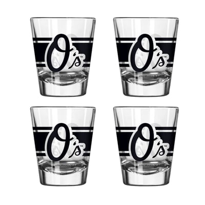 Baltimore Orioles Logo Brands Four-Piece Stripe Shot Glass Set
