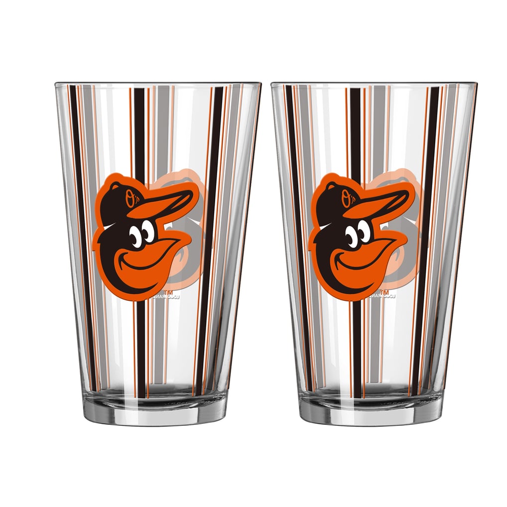 Baltimore Orioles Logo Brands Two-Piece 16oz. Striped Pint Glass Set