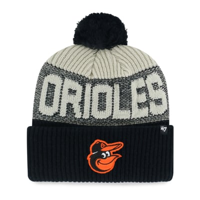 Baltimore Orioles '47 Bone Chill Cuffed Knit Hat with Pom - Black