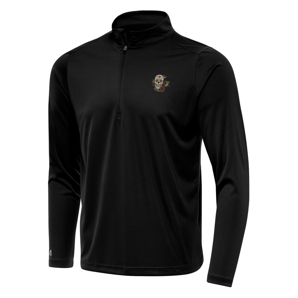 Baltimore Orioles Antigua Sugar Skull Tribute Quarter-Zip Pullover - Black