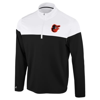 Baltimore Orioles Antigua Hinder Quarter-Zip Pullover - Black/White