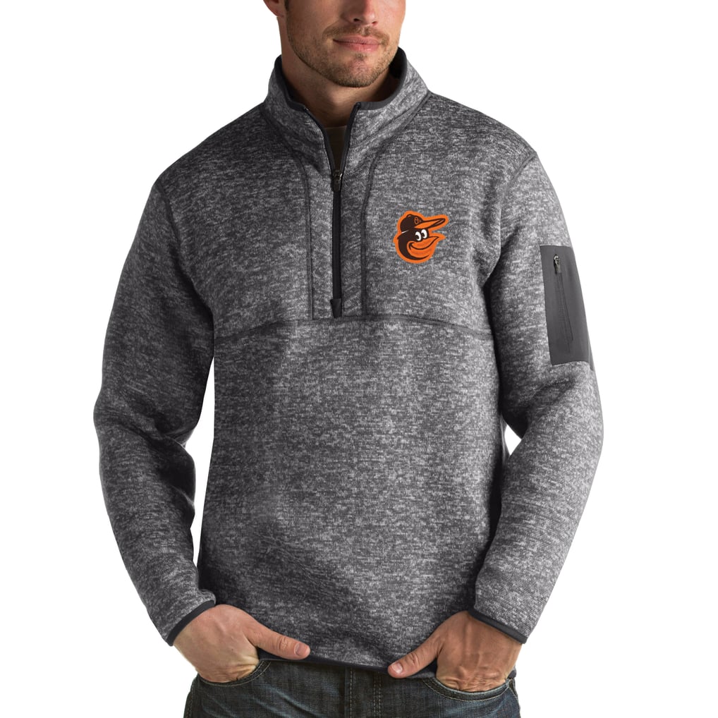Baltimore Orioles Antigua Fortune Half-Zip Sweater - Heathered Charcoal
