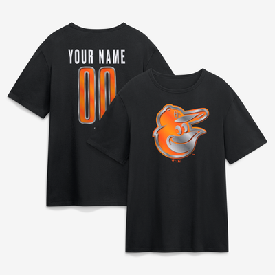 Baltimore Orioles Big & Tall Forged Mascot Personalized Name & Number T-Shirt - Black
