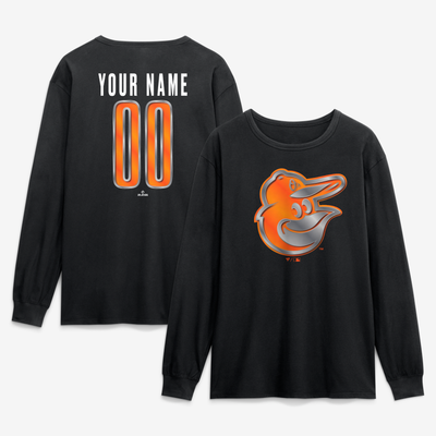 Baltimore Orioles  Forged Mascot Personalized Name & Number Long Sleeve T-Shirt - Black