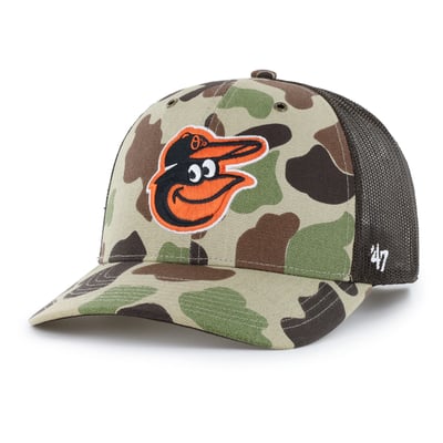 Baltimore Orioles Carhartt x '47 Duck Adjustable Trucker Hat - Camo