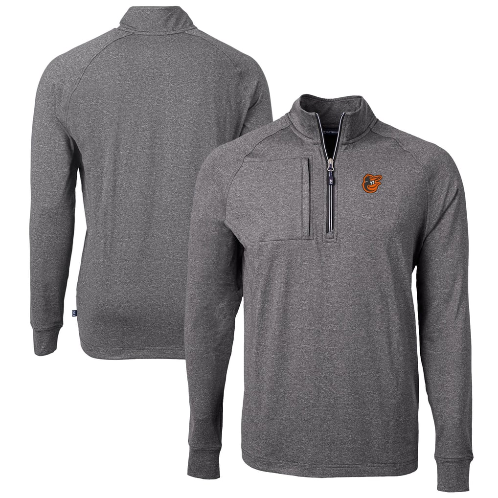 Baltimore Orioles Cutter & Buck Adapt Eco Knit Stretch Recycled Quarter-Zip Pullover Top - Heather Black