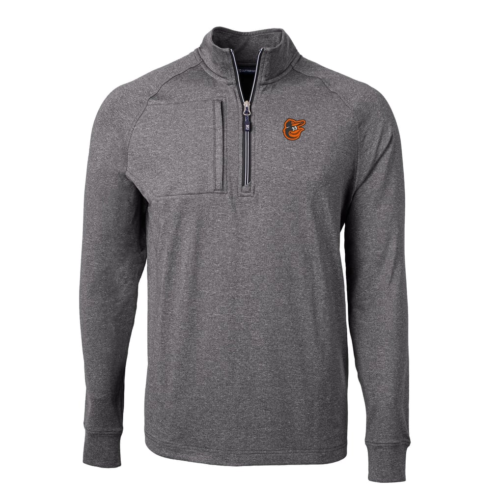 Baltimore Orioles Cutter & Buck Adapt Eco Knit Stretch Recycled Quarter-Zip Pullover Top - Heather Black