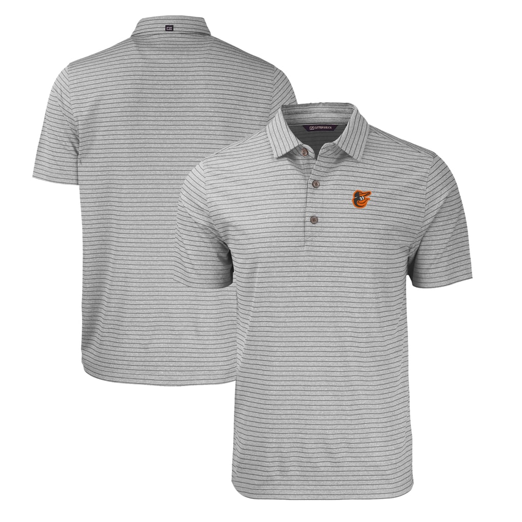 Baltimore Orioles Cutter & Buck Forge Eco Heathered Stripe Stretch Recycled Polo - Heather Gray