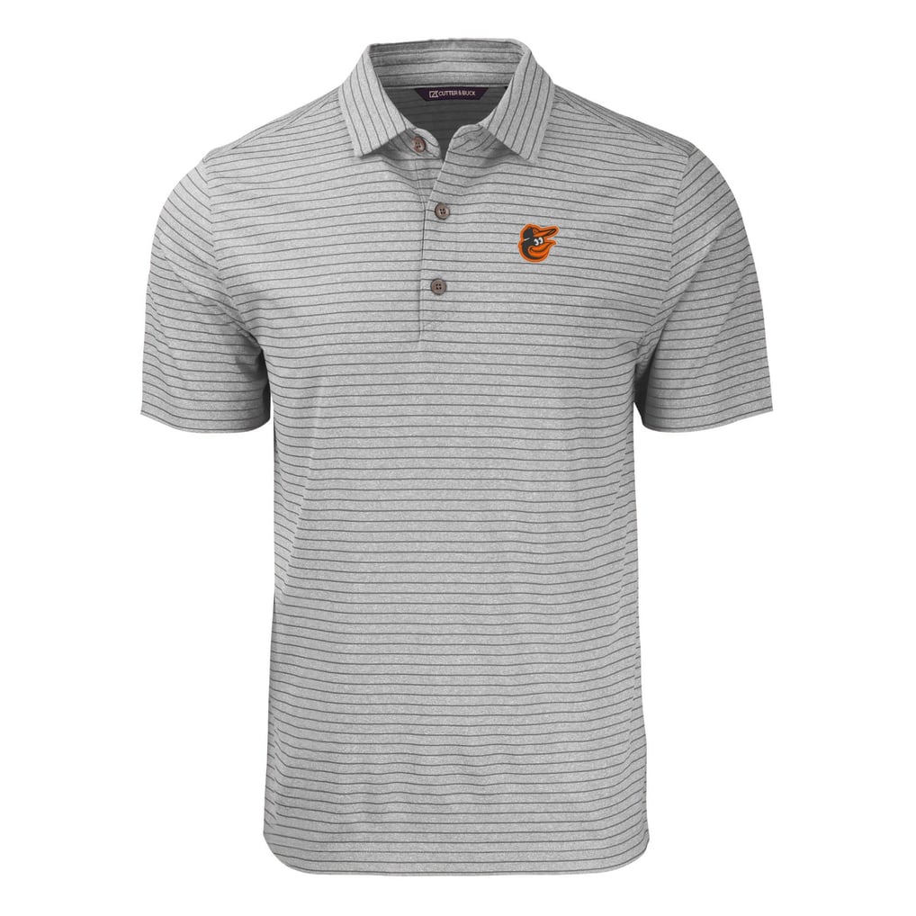 Baltimore Orioles Cutter & Buck Forge Eco Heathered Stripe Stretch Recycled Polo - Heather Gray