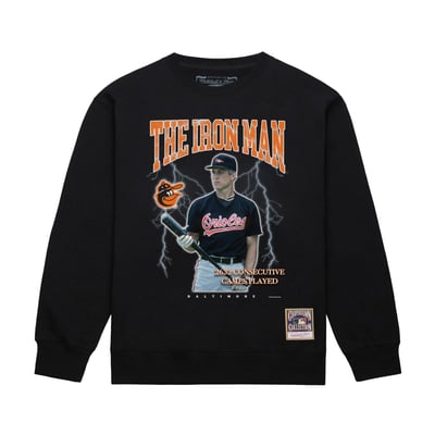 Cal Ripken Jr. Baltimore Orioles Mitchell & Ness Cooperstown Collection Big & Tall Nickname Player Graphic Sweatshirt - Black
