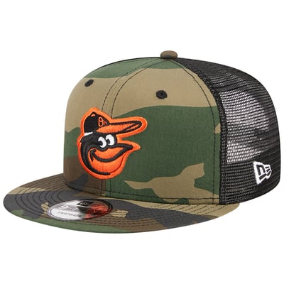 Baltimore Orioles New Era Woodland Camo Trucker 9FIFTY Snapback Hat - Camo