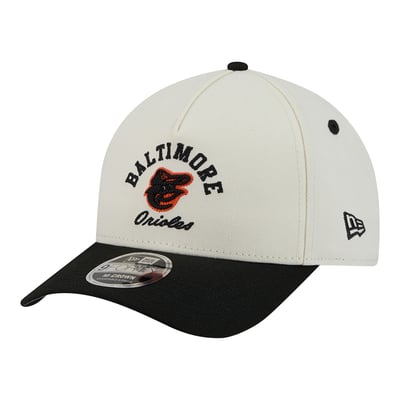 Baltimore Orioles New Era Arch 9FORTY A-Frame M-Crown Adjustable Hat - White/Black