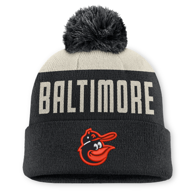 Baltimore Orioles Nike Peak Standard Cuffed Knit Hat with Pom - White/Black