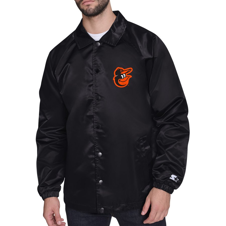 Men's Baltimore Orioles Starter Black Retro Logo Raglan Coaches Full ...