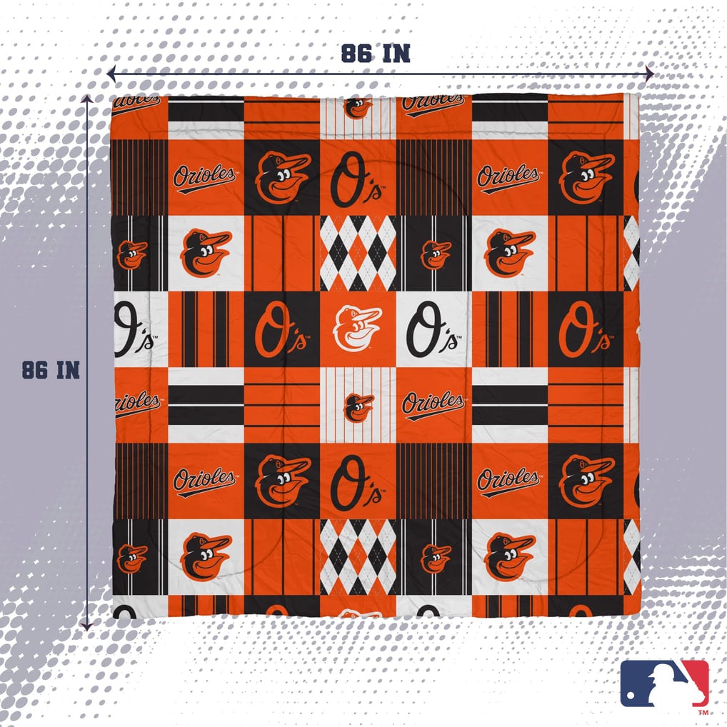 Baltimore Orioles Pegasus Patchwork Plaid Three-Piece Full/Queen Bed in a Bag Set