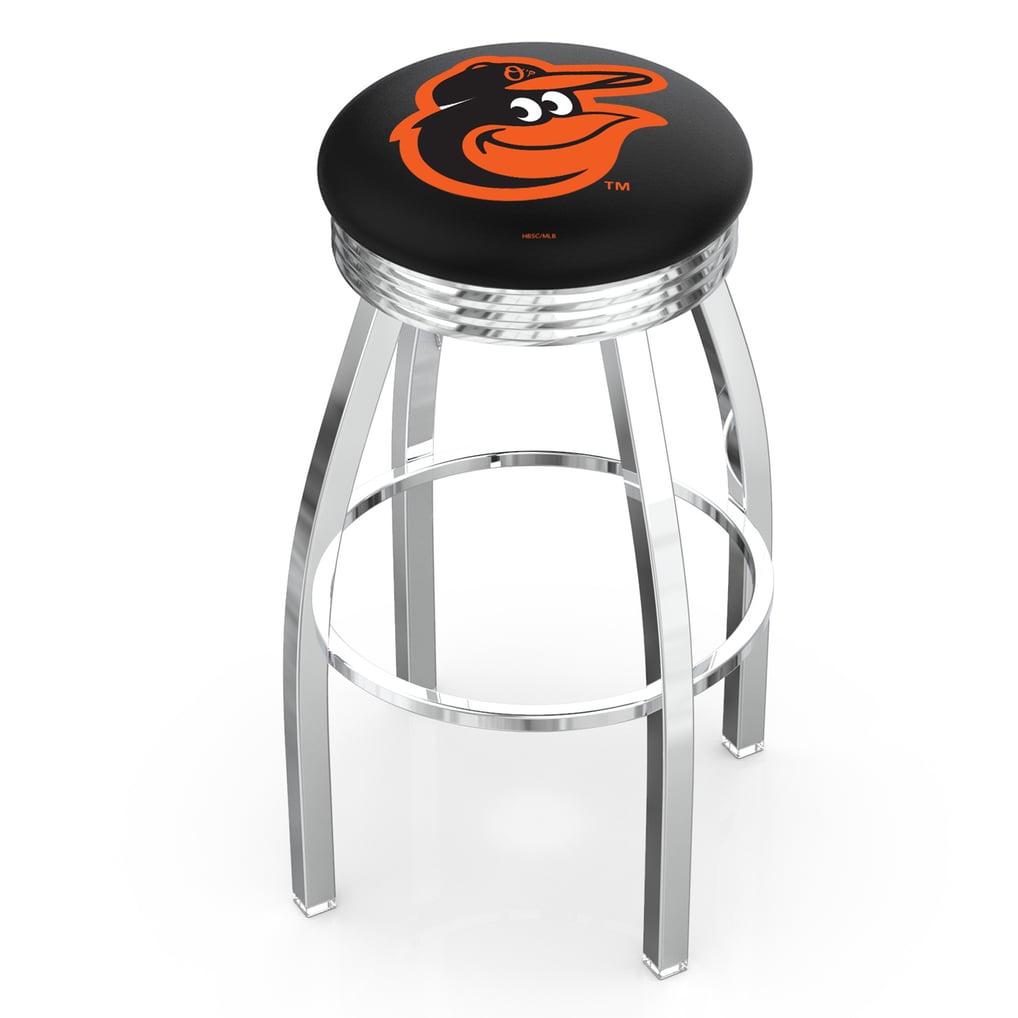 Baltimore Orioles 25" Chrome Ringed Swivel Counter Stool - Silver