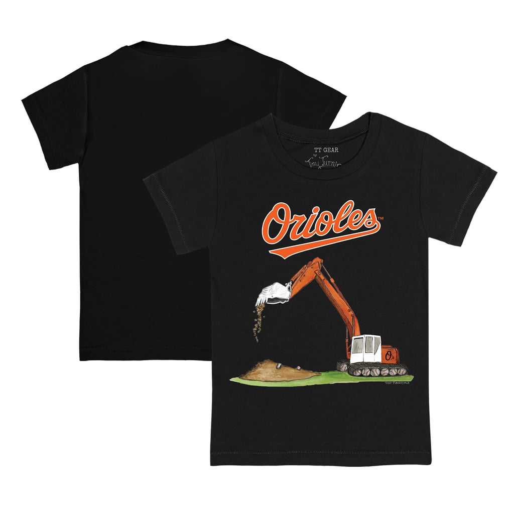 Baltimore Orioles Tiny Turnip Toddler Excavator T-Shirt - Black