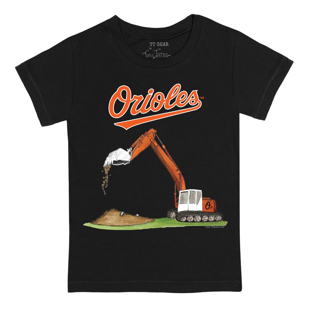 Baltimore Orioles Tiny Turnip Toddler Excavator T-Shirt - Black