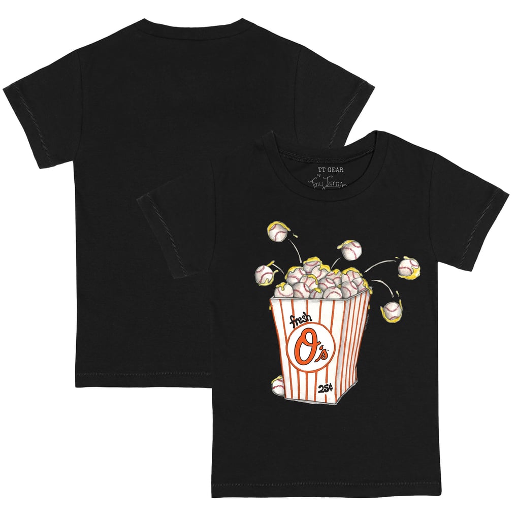 Baltimore Orioles Tiny Turnip Toddler Popcorn T-Shirt - Black
