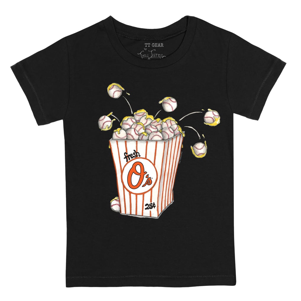 Baltimore Orioles Tiny Turnip Toddler Popcorn T-Shirt - Black
