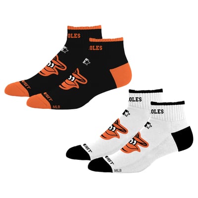  Baltimore Orioles Starter Unisex Two-Pack Front & Center Quarter Length Socks