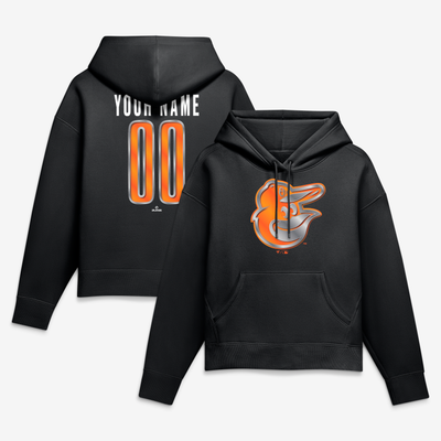 Baltimore Orioles Women's Forged Mascot Personalized Name & Number Hoodie - Black